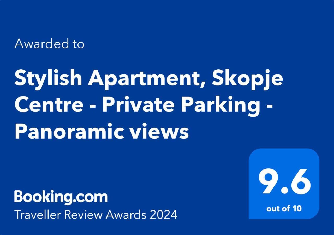 Stylish Apartment, Skopje Centre - Private Parking - Panoramic Views Екстериор снимка